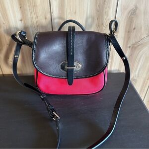 Dooney & Bourke RARE 2016 Equestrian Canvas Black, Brown, and Red Crossbody Bag